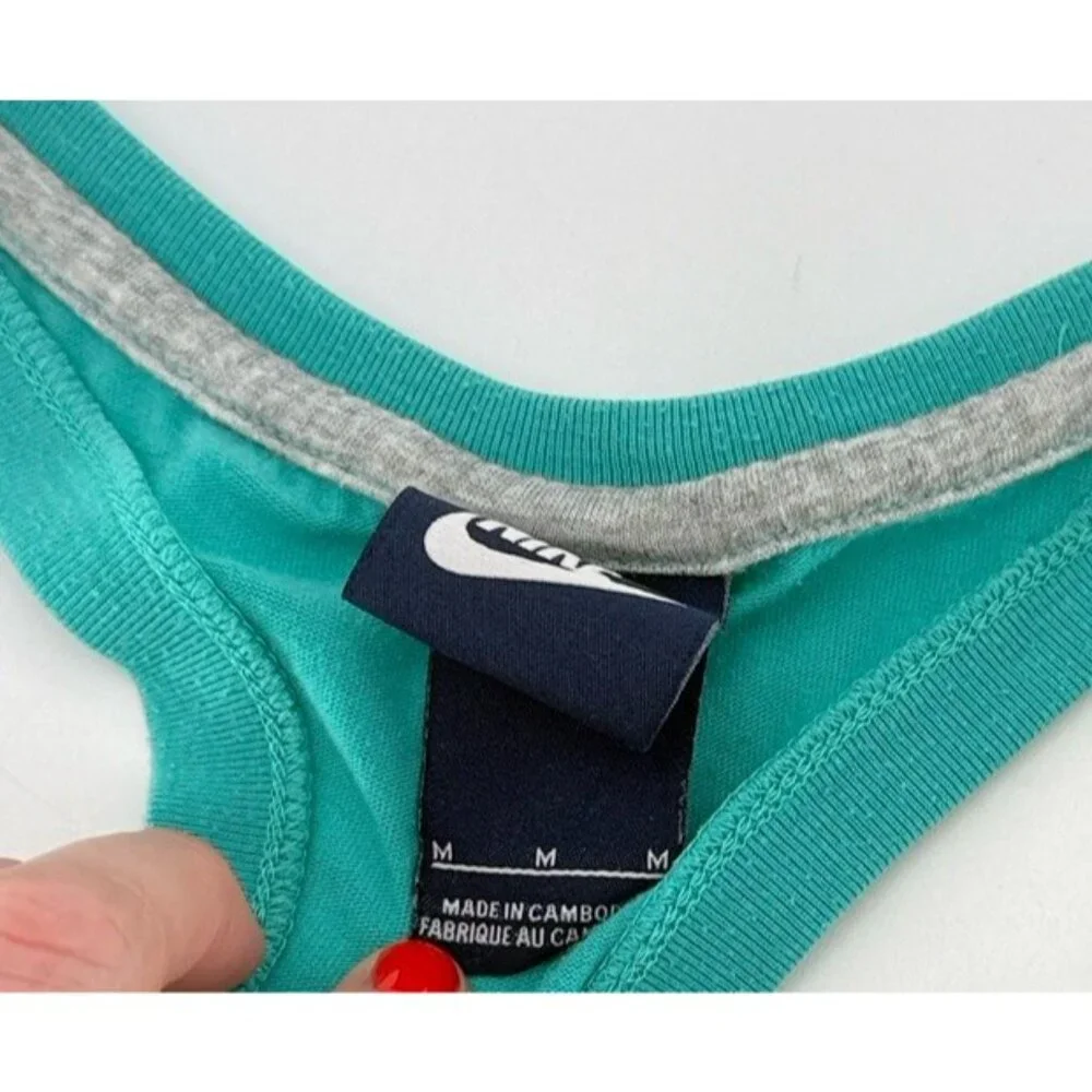 Nike Women’s Teal Racerback Swoosh Tank Top Stretch Sz M Athleisure See‎ Photos